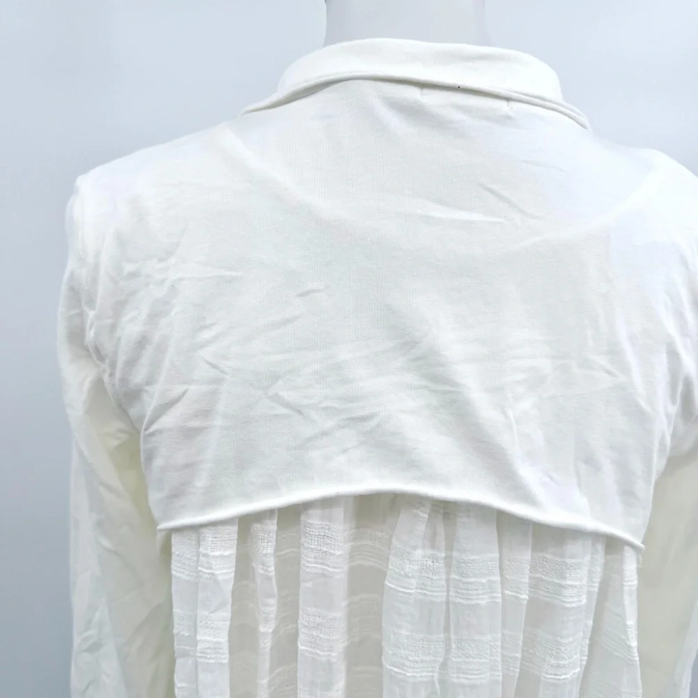 LUUKAA White Tiered Back Cotton Jersey Architectural Jacket